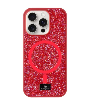 TPU чохол Bling World Rock Diamond with MagSafe для Apple iPhone 16 Pro (6.3") Red