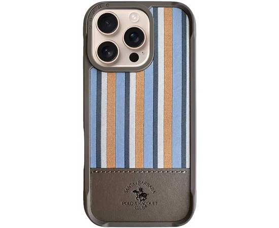 Шкіряний чохол Polo Santa Barbara Isaac для iPhone 16 Pro (6.3") Titanium grey