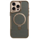 TPU+PC чехол Metal Buttons with MagSafe Carbon Ring для Apple iPhone 16 Pro (6.3") Золотой