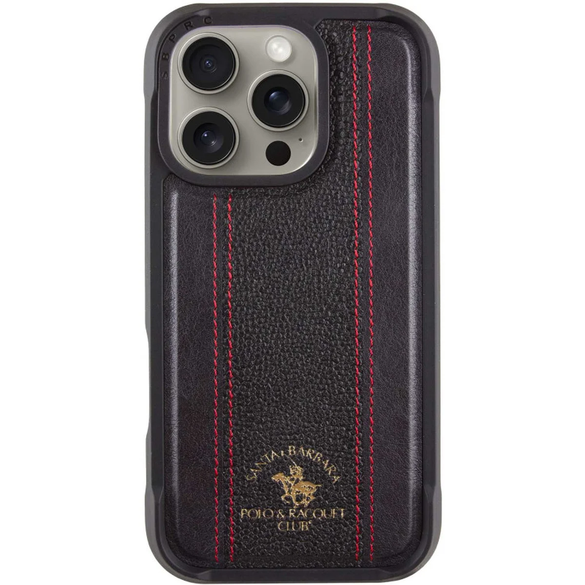 Кожаный чехол Polo Santa Barbara Barton для Apple iPhone 16 Pro (6.3") Black / Red