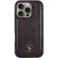Кожаный чехол Polo Santa Barbara Barton для Apple iPhone 16 Pro (6.3") Black / Red