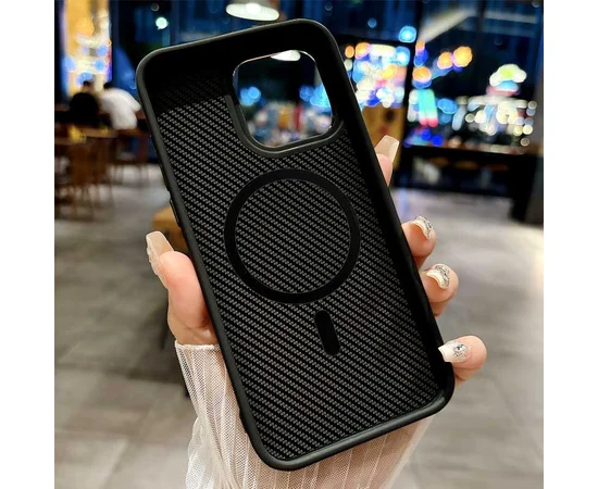 Чехол TPU+PC Carbon with MagSafe для Apple iPhone 16 Pro (6.3") Black