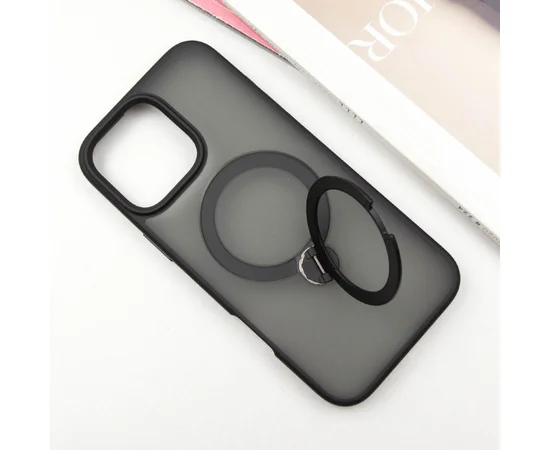 TPU+PC чехол Metal Buttons with MagSafe Colorful HQ Ring для Apple iPhone 16 Pro (6.3") Black