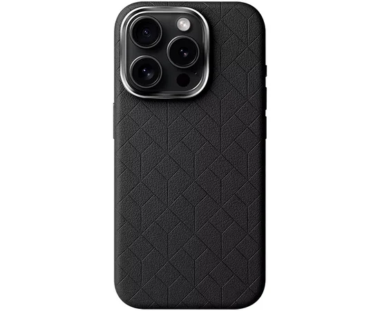 Кожаный чехол Carved with MagSafe для Apple iPhone 16 Pro (6.3") Black