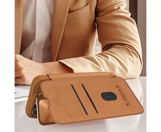 Шкіряний чохол-книжка Nillkin Qin Prop для Apple iPhone 16 Pro (6.3") Brown