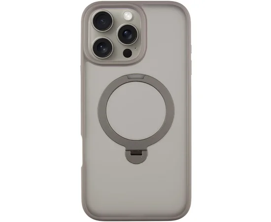 TPU+PC чехол Metal Buttons with MagSafe Colorful HQ Ring для Apple iPhone 16 Pro (6.3") Grey