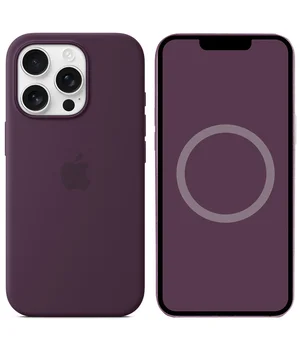 Чехол Silicone case (AAA) with Magsafe and Animation (button) для Apple iPhone 16 Pro (6.3") Plum