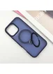 TPU+PC чехол Metal Buttons with MagSafe Colorful HQ Ring для Apple iPhone 16 Pro (6.3") Dark Blue