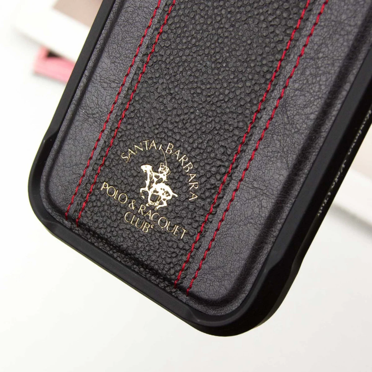Кожаный чехол Polo Santa Barbara Barton для Apple iPhone 16 Pro (6.3") Black / Red