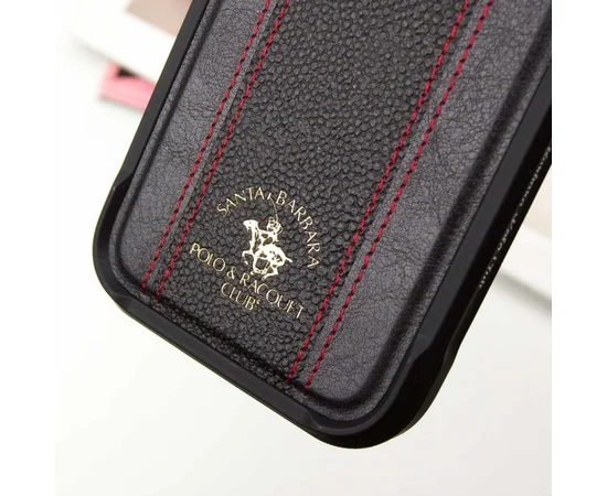 Кожаный чехол Polo Santa Barbara Barton для Apple iPhone 16 Pro (6.3") Black / Red