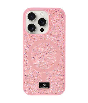 TPU чохол Bling World Rock Diamond with MagSafe для Apple iPhone 16 Pro (6.3") Pink