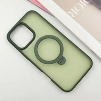 TPU+PC чехол Metal Buttons with MagSafe Colorful HQ Ring для Apple iPhone 16 Pro (6.3") Green