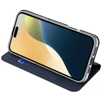 Чехол-книжка Dux Ducis с карманом для визиток для Apple iPhone 16 Pro (6.3") Синий