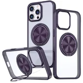 TPU+PC чехол Metal Ring with MagSafe для Apple iPhone 16 Pro (6.3") Темно-фиолетовый