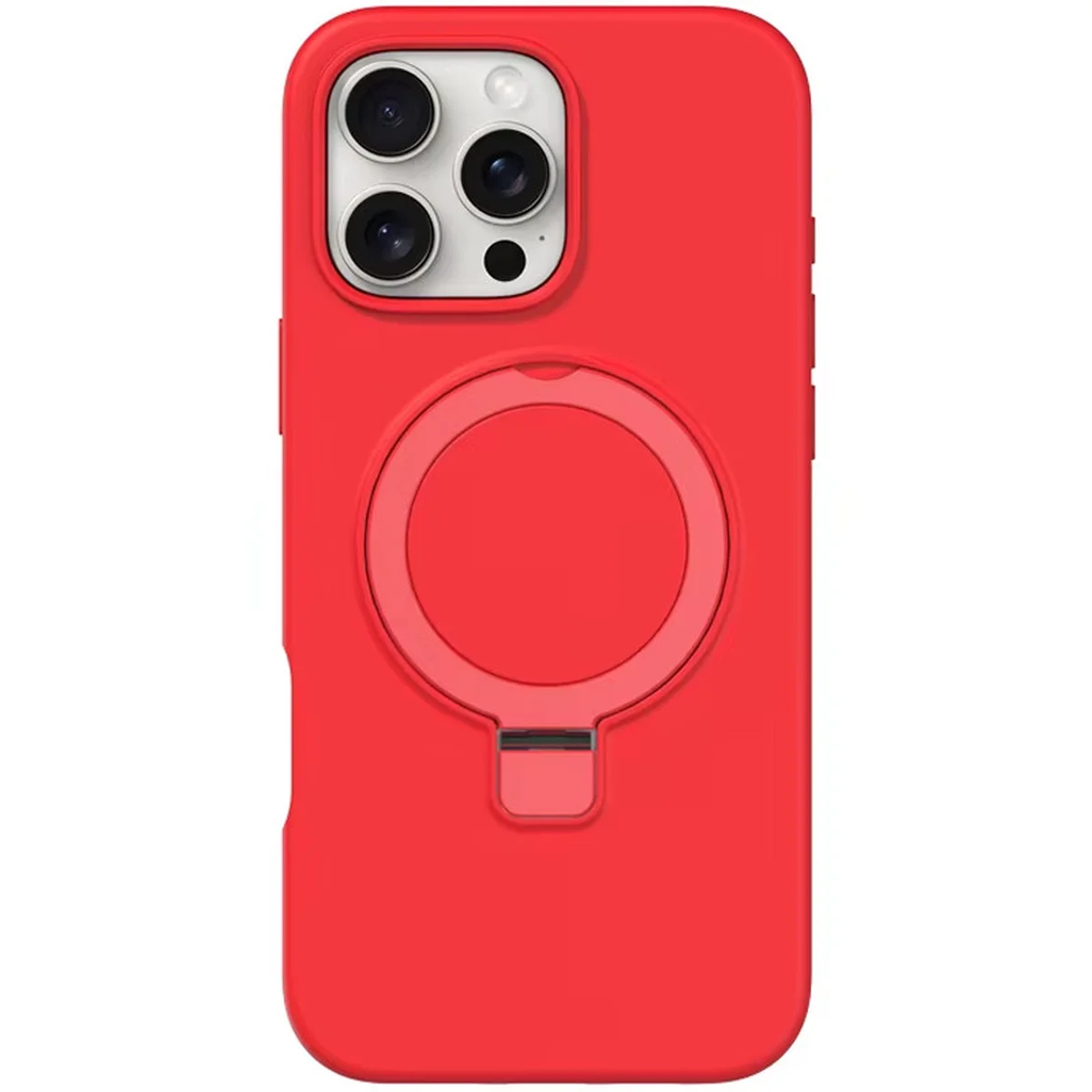Чехол Silicone Case Full Protective NO LOGO with Ring для Apple iPhone 16 Pro (6.3") Red