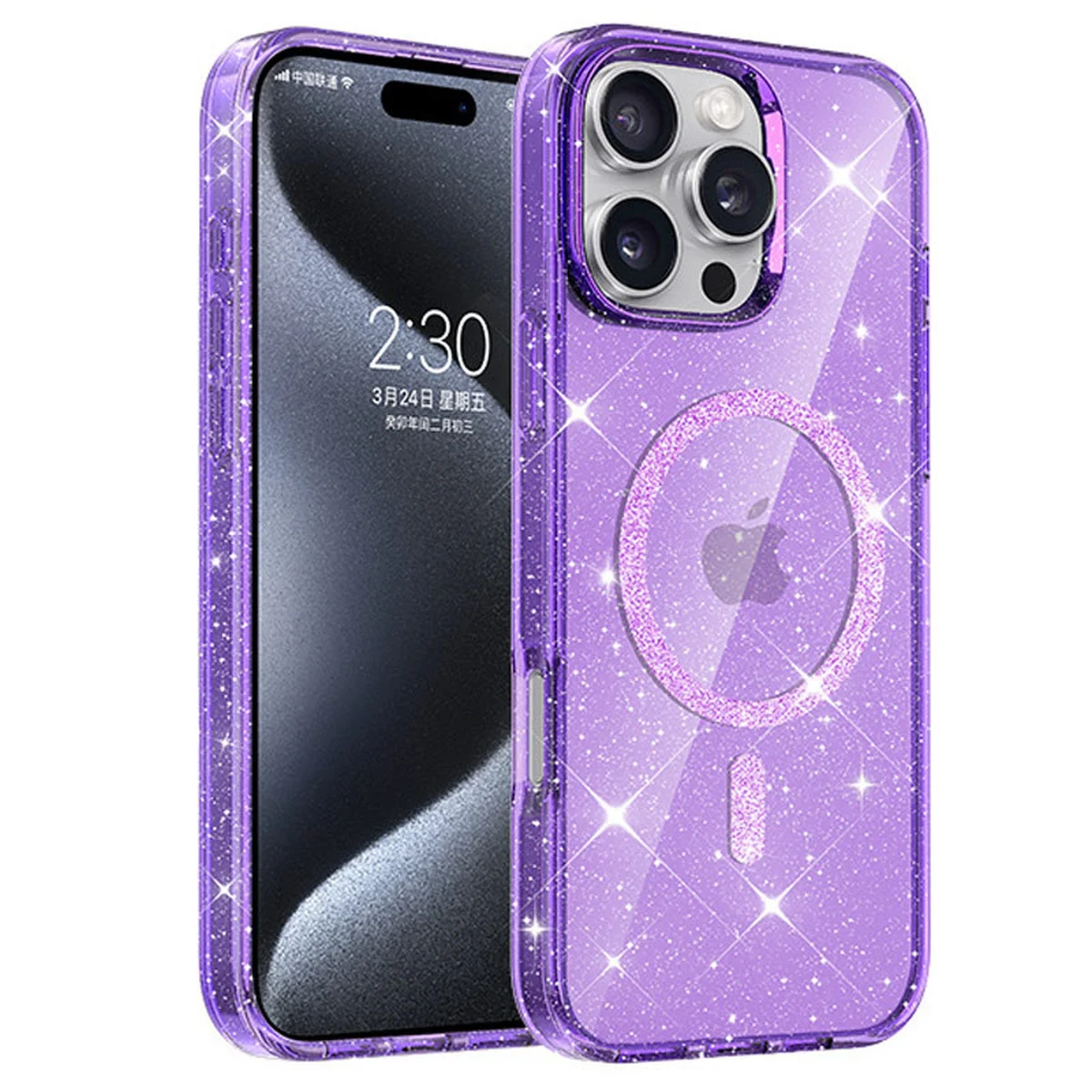 Чехол TPU Eclipse Sparkle (MagFit) для Apple iPhone 16 Pro (6.3") Purple