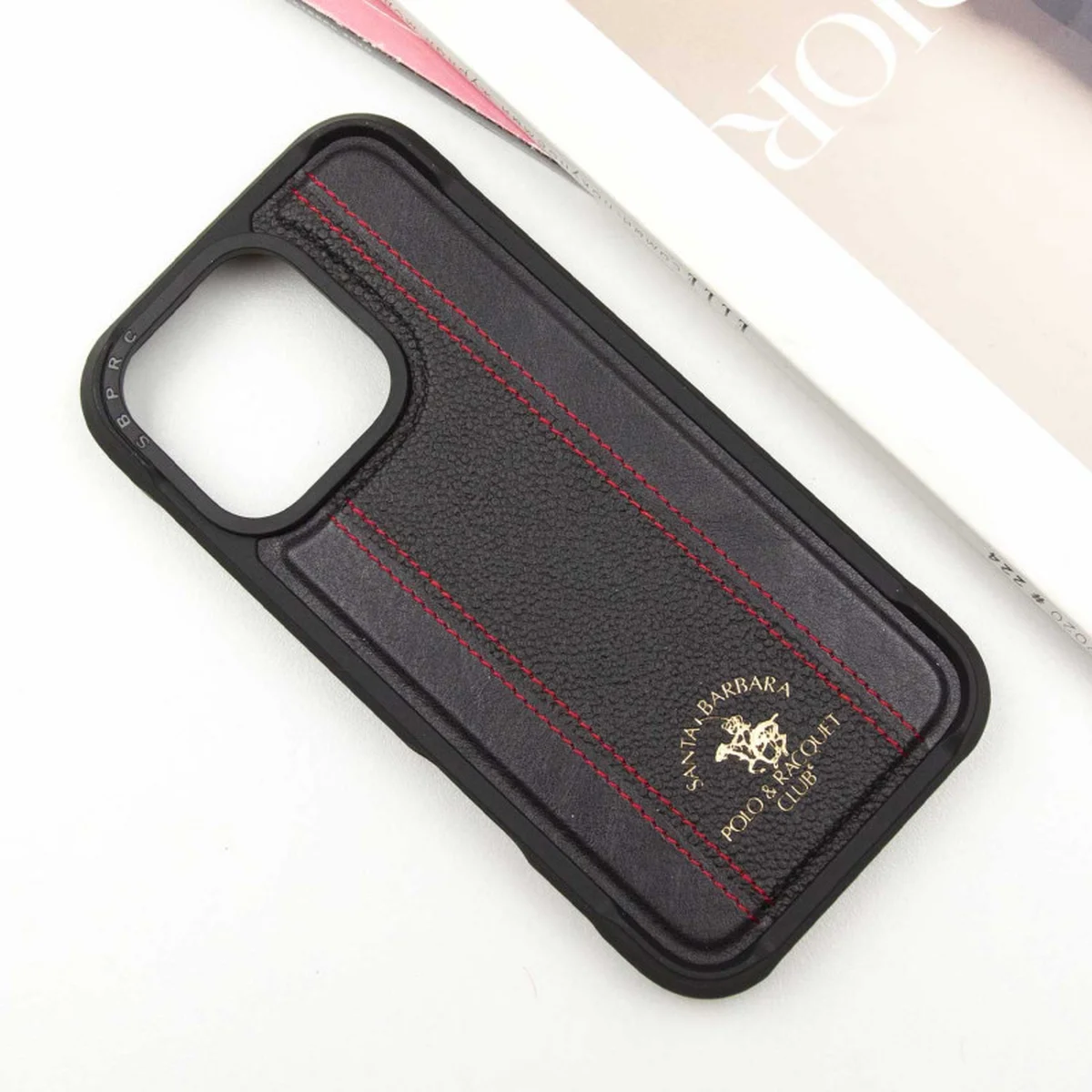 Кожаный чехол Polo Santa Barbara Barton для Apple iPhone 16 Pro (6.3") Black / Red
