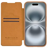 Кожаный чехол-книжка Nillkin Qin Prop для Apple iPhone 16 Pro (6.3") Brown