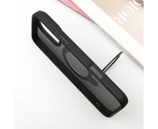 TPU+PC чехол Metal Buttons with MagSafe Colorful HQ Ring для Apple iPhone 16 Pro (6.3") Black