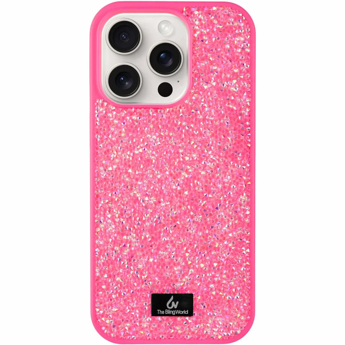 TPU чохол Bling World Rock Diamond для Apple iPhone 16 Pro (6.3") Яскраво-рожевий 