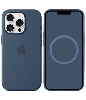 Чехол Silicone case (AAA) full with Magsafe and Animation для Apple iPhone 16 Pro (6.3") Denim