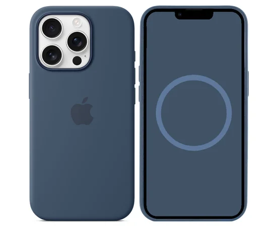 Чохол Silicone case (AAA) full with Magsafe and Animation для Apple iPhone 16 Pro (6.3") Denim