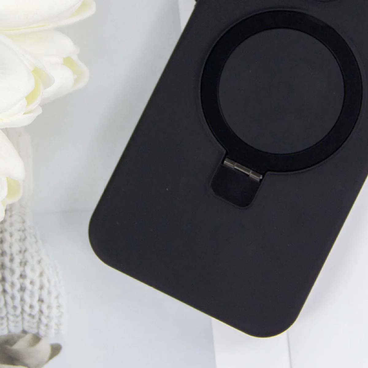 Чохол Silicone Case Full Protective NO LOGO with Ring для Apple iPhone 16 Pro (6.3") Black