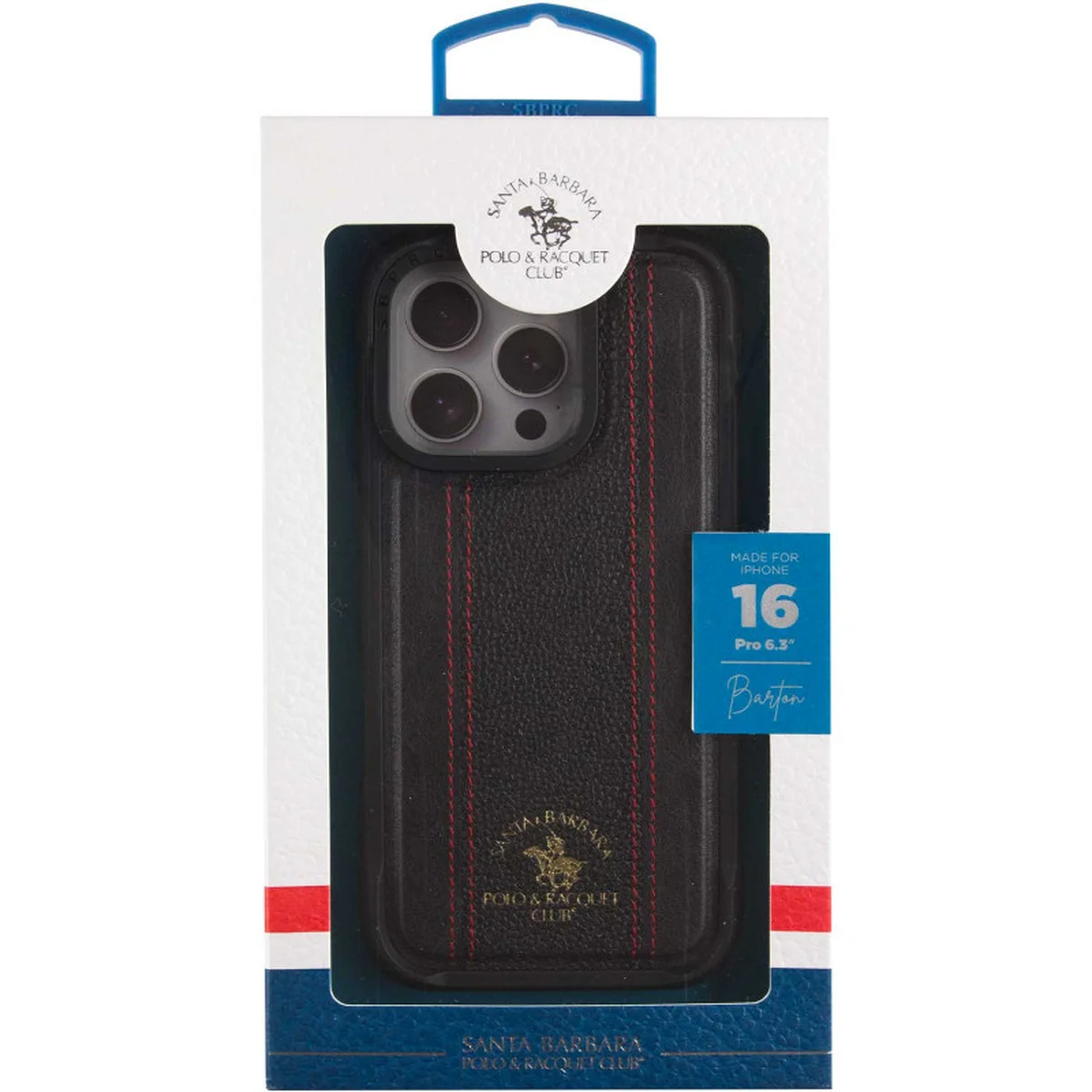 Кожаный чехол Polo Santa Barbara Barton для Apple iPhone 16 Pro (6.3") Black / Red