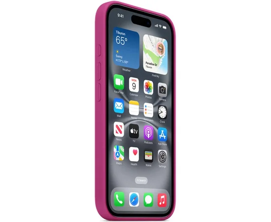 Чехол Silicone case (AAA) with Magsafe and Animation (button) для Apple iPhone 16 Pro (6.3") Fuchsia