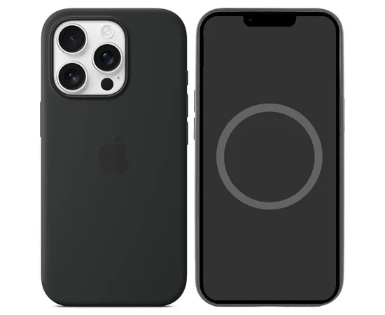 Чехол Silicone case (AAA) with Magsafe and Animation (button) для Apple iPhone 16 Pro (6.3") Black