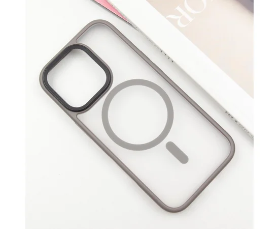 TPU+PC чехол Metal Buttons with MagSafe для Apple iPhone 16 Pro (6.3") Серый