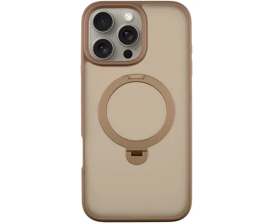 TPU+PC чехол Metal Buttons with MagSafe Colorful HQ Ring для Apple iPhone 16 Pro (6.3") Rose Gold