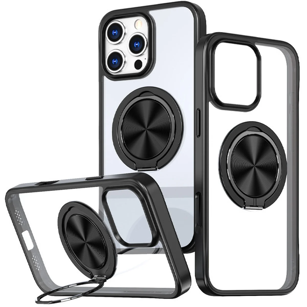 TPU+PC чехол Metal Ring with MagSafe для Apple iPhone 16 Pro (6.3") Черный