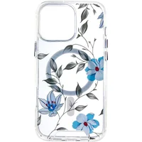 TPU+PC чехол Clear Garden with MagSafe для Apple iPhone 16 Pro (6.3") Blue Blossom