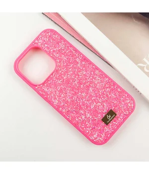 TPU чохол Bling World Rock Diamond для Apple iPhone 16 Pro (6.3") Яскраво-рожевий 