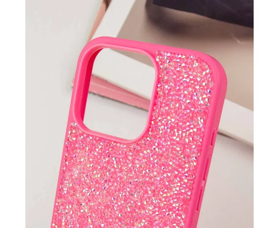 TPU чехол Bling World Rock Diamond для Apple iPhone 16 Pro (6.3") Ярко-розовый 