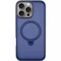 TPU+PC чохол Metal Buttons with MagSafe Colorful HQ Ring для Apple iPhone 16 Pro (6.3") Dark Blue
