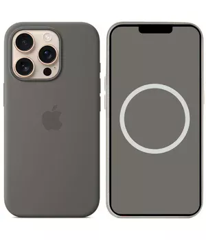 Чохол Silicone case (AAA) full with Magsafe and Animation для Apple iPhone 16 Pro (6.3") Stone Grey