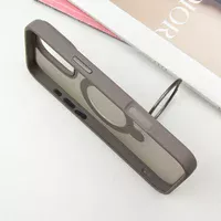 TPU+PC чехол Metal Buttons with MagSafe Colorful HQ Ring для Apple iPhone 16 Pro (6.3") Grey
