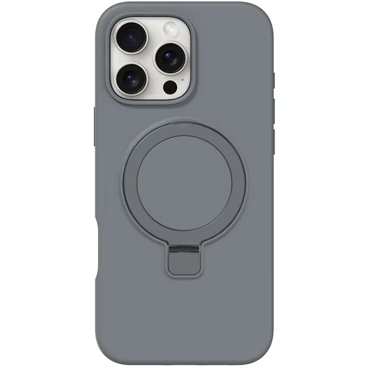 Чехол Silicone Case Full Protective NO LOGO with Ring для Apple iPhone 16 Pro (6.3") Grey
