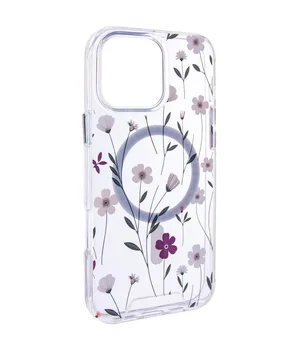 TPU+PC чехол Clear Garden with MagSafe для Apple iPhone 16 Pro (6.3") Cherry Petal