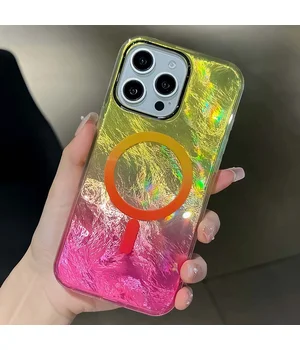 Чехол TPU Shiny Mountain (MagFit) для Apple iPhone 16 Pro (6.3") Yellow / Pink