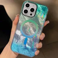 Чохол TPU Shiny Mountain (MagFit) для Apple iPhone 16 Pro (6.3") Green / Blue