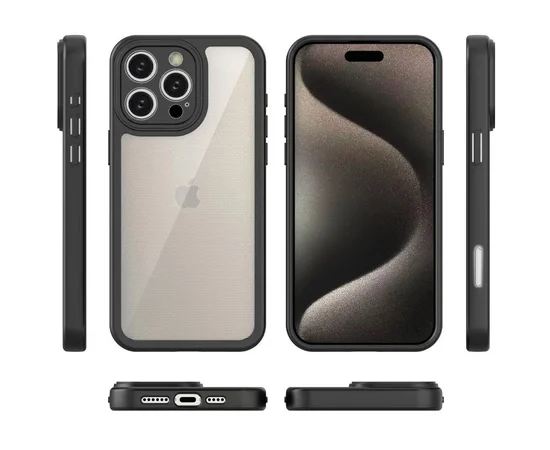 TPU чехол Transparent + Colour 1,5mm для Apple iPhone 16 Pro (6.3") Black