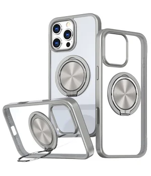 TPU+PC чохол Metal Ring with MagSafe для Apple iPhone 16 Pro (6.3") Сірий