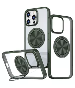 TPU+PC чохол Metal Ring with MagSafe для Apple iPhone 16 Pro (6.3") Зелений