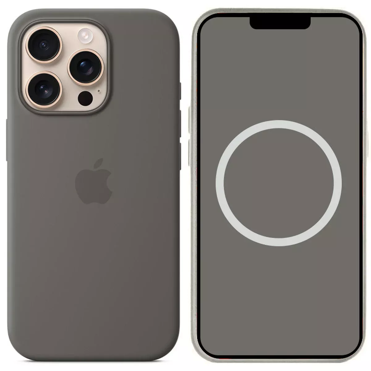 Чехол Silicone case (AAA) with Magsafe and Animation (button) для Apple iPhone 16 Pro (6.3") Stone Grey