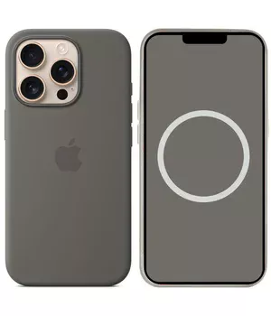 Чехол Silicone case (AAA) with Magsafe and Animation (button) для Apple iPhone 16 Pro (6.3") Stone Grey