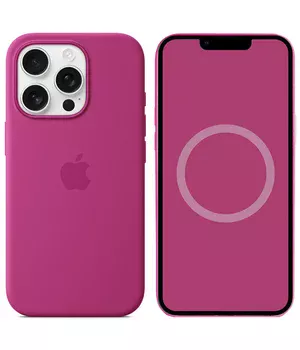Чехол Silicone case (AAA) with Magsafe and Animation (button) для Apple iPhone 16 Pro (6.3") Fuchsia