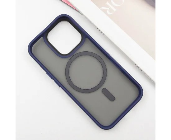 TPU+PC чехол Metal Buttons with MagSafe для Apple iPhone 16 Pro (6.3") Синий